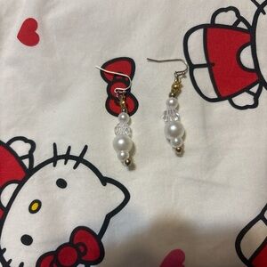 Elegant Pearl and Gold Beaded Earrings